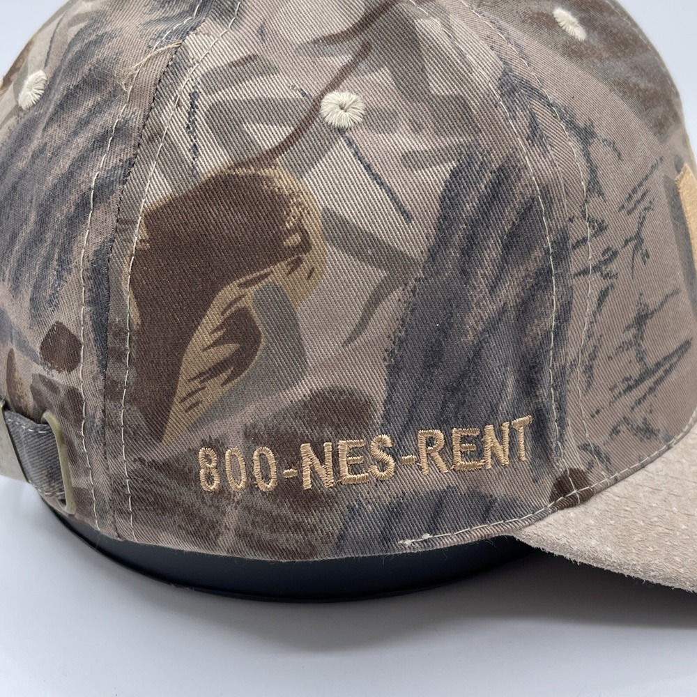 NES Rentals Camouflage Hat Tan Faux Suede Brim Adjustable Gear Up Promo Cap - Picture 11 of 13